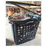 Black Laundry Basket Tall Standing Full of Felt