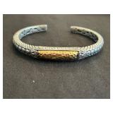 Hinged Sterling Ornate Cuff with 18K Gold