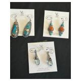 3 Pair of Gemstone and Sterling Earrings