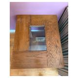 Pair of Oak end Tables with Glass Inlay and