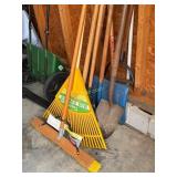Garden Tools- Rakes, Shovels, Snow Shove,, Brush
