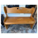 Pine Bench with Heart Back, Measures: 49x 18x 38