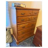 Oak 5 Drawer with Bracket Feet, Measures: 33 x 19