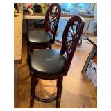 Pair Bar Stools, Swivel Base with Padded Seat