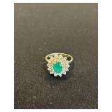 14K Yellow Gold Ring with Emerald Center Stone