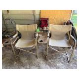 Pair (2) Heavy Duty Folding Lawn Chairs with Side