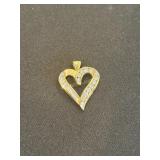 10K Yellow Gold Heart Pendant with Diamonds, 3.7g