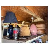 3- Shelf Lot: Lamps, Punch Bowl, 3- Cases of