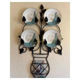 2 TV Trays, 2 Metal Wall Mount Peacocks, Wind