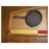 Wagner fry pan wood rolling pin