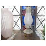 Early Glass Keresere Lamp w Chimney 13"
