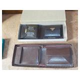 2 Boxed Leather Wallets 1 box cover missing