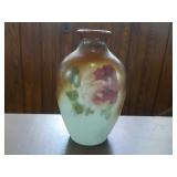 Painted Milk Glass Vase 4 1/2 x 7"