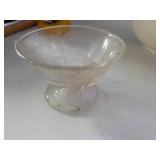 Small Footed Glass Bowl Chipped Foot, 3 1/2x2