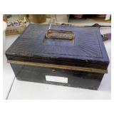 Painted Tin Deed Locking Box , No Key, 10x7