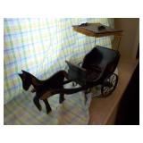 Vintage wood horse  & carriage