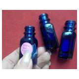 3 Small Cobalt Blue Poison Bottles