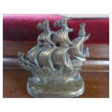 Brass Bookend Ship 5x5"