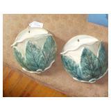 2 Majolica Wall Pockets 7x3"