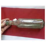 Green Glass Round Bottom Springwater Bottle