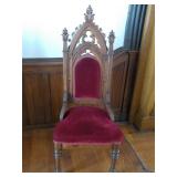Walnut Carved Church Chair 21 x 19 x 54"