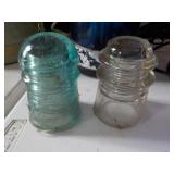 2 Glass Insulators, 3 1/2"