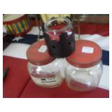2 Small Glass Canisters and Candle