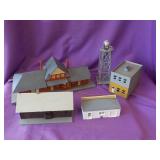 Plastic Train Set Buildings 4-12" Long, 1-7" Tall