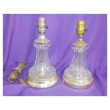 Pair Lead Crystal Table Lamps 6 1/2x12", 1