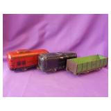 3 Metal Train Cars 5-6" Long