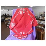 Red & White Embroidered Cloth/Napkins