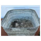Vintage Large Square Galvenized Wash Tub Early
