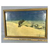 Great Large Vintage Print Original Frame