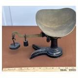 Antique Iron Scale w/Brass Bin Working Condition
