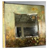 Primitive Hand-Painted Mirror Beveled Mirror w/