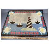 Early Hook Rug Sea Scene