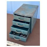Vintage Metal Parts Bin w/Contents
