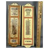 (2) Vintage Thermometers One Metal - One Plastic