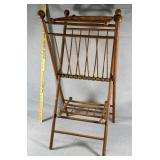 1880 Oak Stick & Ball Magazine Rack Swing-Top -