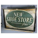 Antique Wood Dbl-Sided Adv Shoe Sign Original