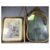 Victorian Mirror & Picture Needs Some Cleaning to