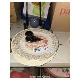 DECORATOR PLATE AND GLASS BIRD