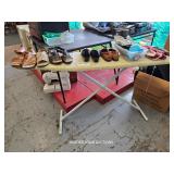 IRONING BOARD, SHOES, MISC.