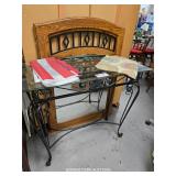 GLASS TOP TABLE AND MISC.