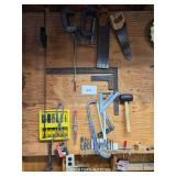 CLAMPS, HAND SAWS, SPEED SQUARE, MISC.