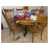 OAK DINING TABLE, CHAIRS