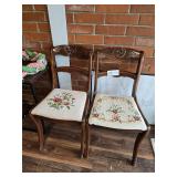 PAIR OF CHAIRS WITH NEEDLE POINT SEATS