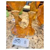 CARNIVAL GLASS CANDLE STICKS