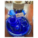 COBALT BLUE JUICER, BOWL, PLATE, ETC.
