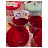 SET OF 6 RED GLASS STEMWARE